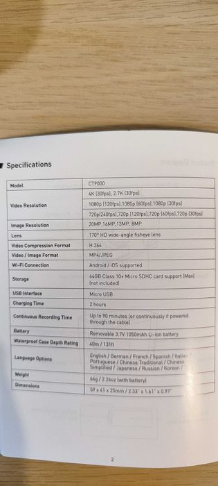 Crosstour CT9000 Action Camera 4K 20MP, подводна камера, селфи стик