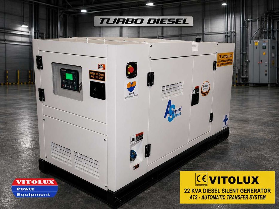 22 KVA /19 KW Шумозаглушени Трифазни Дизелови Генератори с автоматика
