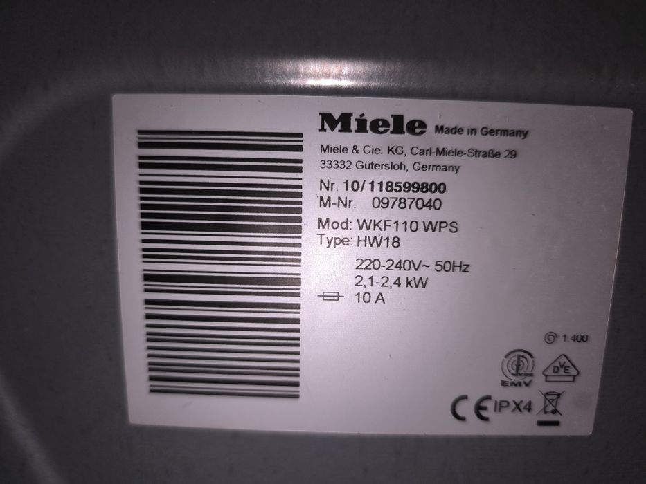 Пералня Miele WKF 110 WPS - 8кг.  PowerWash - 1400об.
