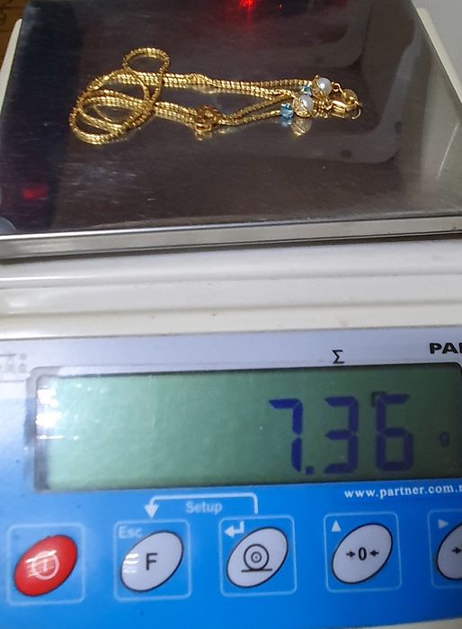 Colier din aur de 18K cu perle și Aquamarin – gramaj 7,36 g