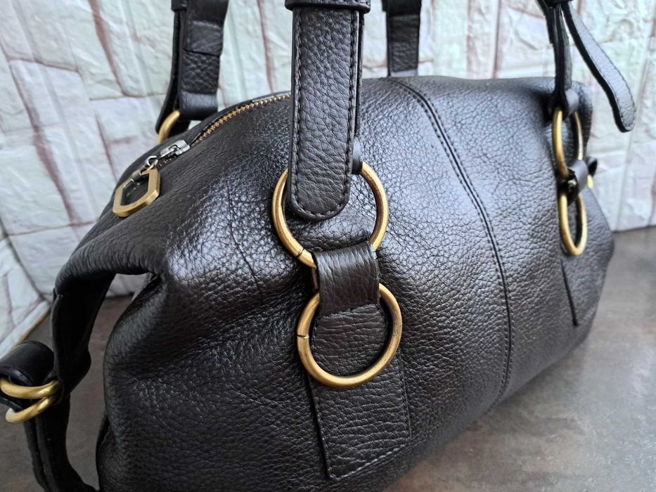 дамска кожена чанта в кафяво -естествена кожа,DOCA