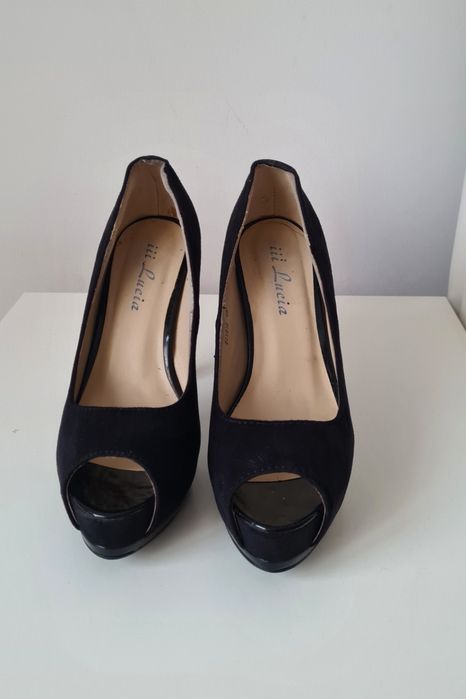 Pantofi negri eleganți cu platformă cu toc damă mărimea 35