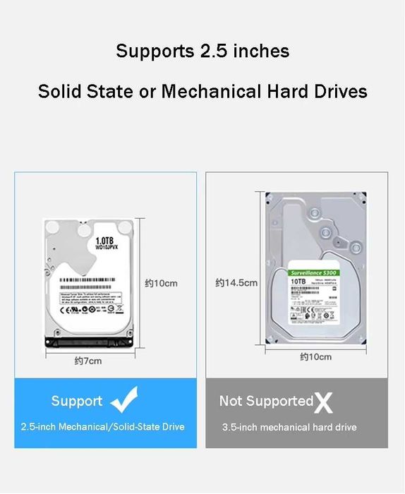 Външна Кутия USB 3.0 за 2.5 инчов харддиск SATA SSD адаптер до 2ТB HDD