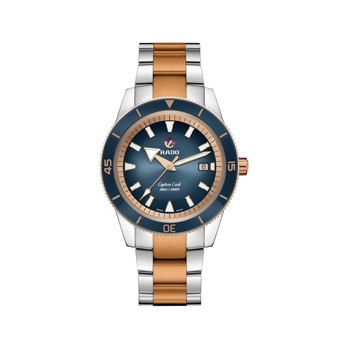 Часовник Rado Captain Cook Blue Dial Steel & PVD Rose Gold