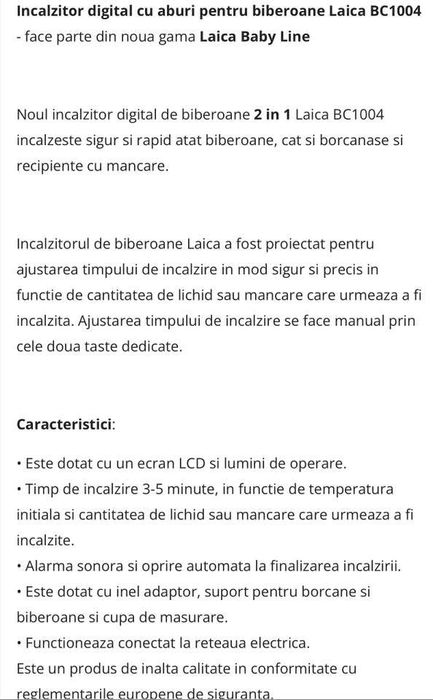 Încălzitor biberoane “Laica baby line”