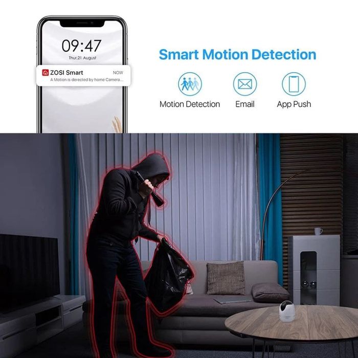 IP-камера купольная ZOSI, 2 МП, 1080p, HD, беспроводная, Wi-Fi 360 гра