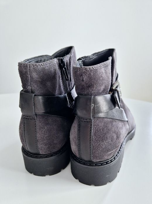 Ghete piele intoarsa gri marime 36