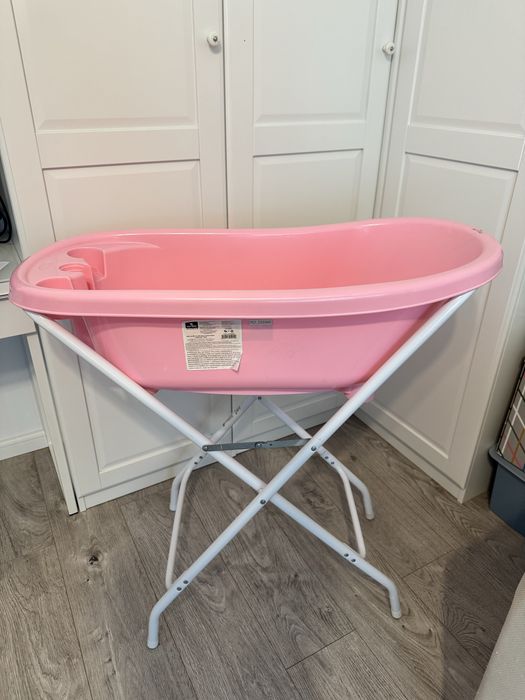Vand Cadă de baie cu scurgere și suport Lorelli - 88 cm, Nordic Pink