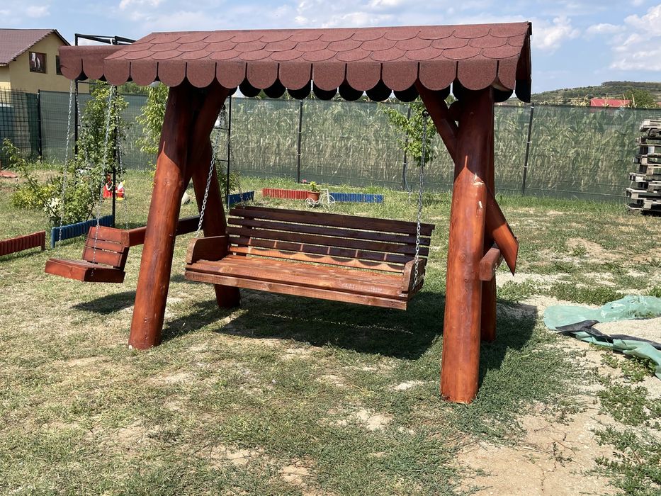 Balansoar din lemn rustic / leagan pentru copii