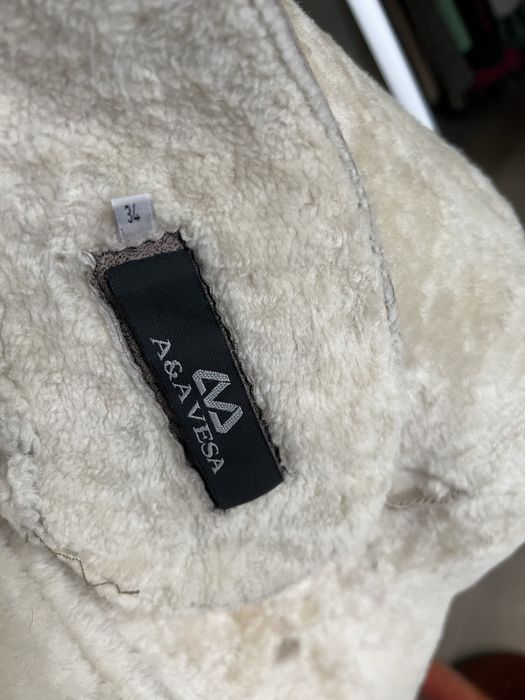 Haina/cojocel Vesa  Shearling miel piele si blana naturala fina Xs/S