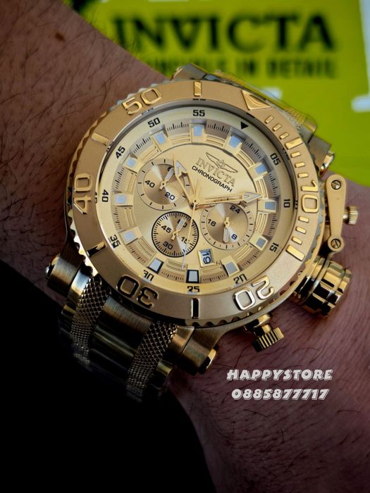 INVICTA Chrono Full metal Gold 52 mm, Инвикта нов ръчен часовник