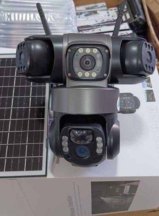 Соларна Охранителна 4G Камера Ultra HD 4K PTZ, Троен Обектив, 12MP