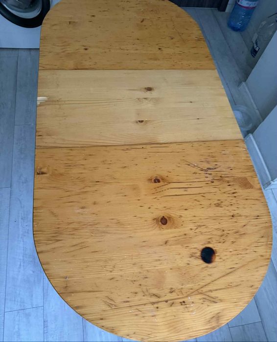 Трапезна кухненска разтегателна маса елипса чам 120/80