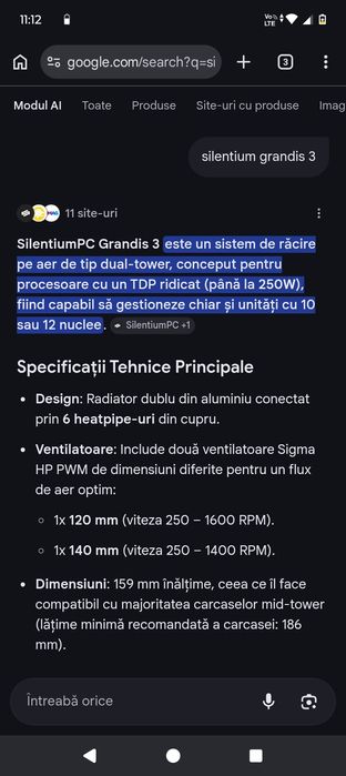 Cooler Sillentium Grandis 3 TDP 250