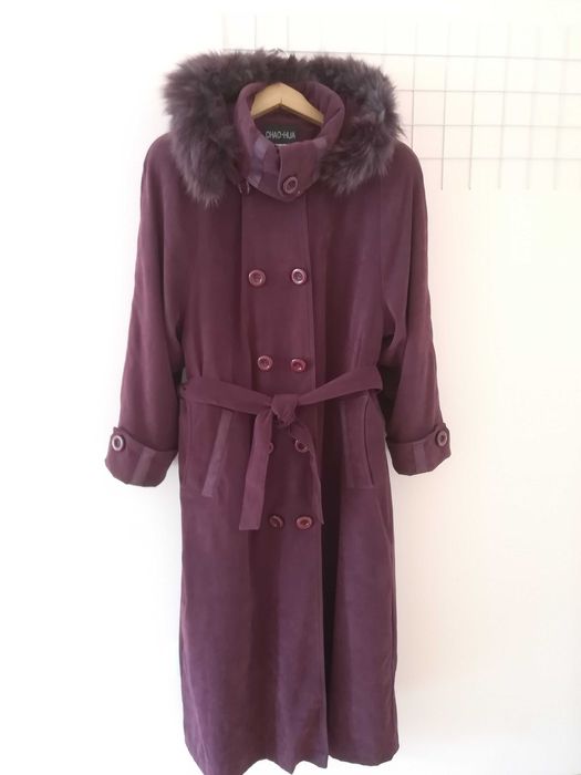 Топъл шлифер, сваляща се подплата, качулка, размер L