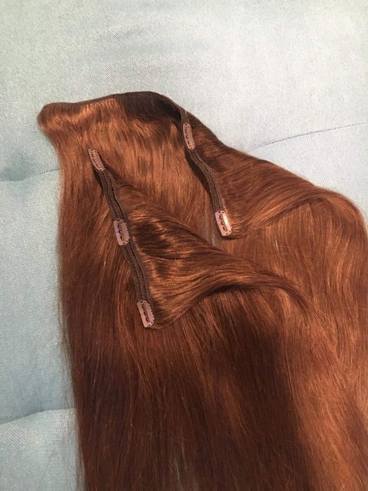 Естествена коса - екстеншъни 2 реда + подарък изкуствена опашка