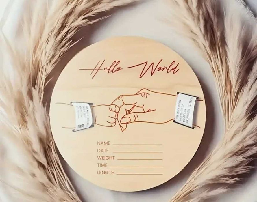 Персонализирана дървена рамка "Мама и бебе"