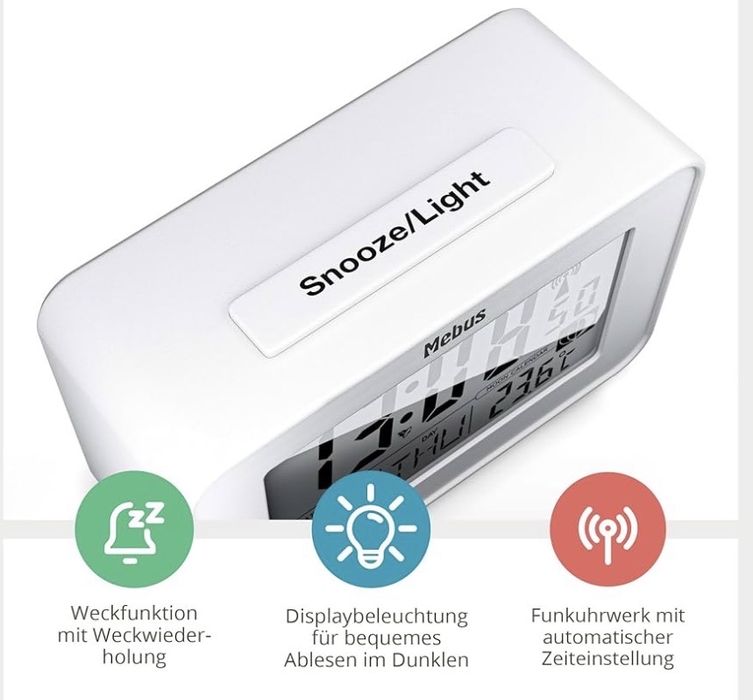 Ceas radio cu alarmă digitală Mebus cu calendar lunar