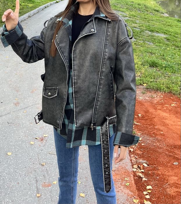 Кожаная куртка оверсайз