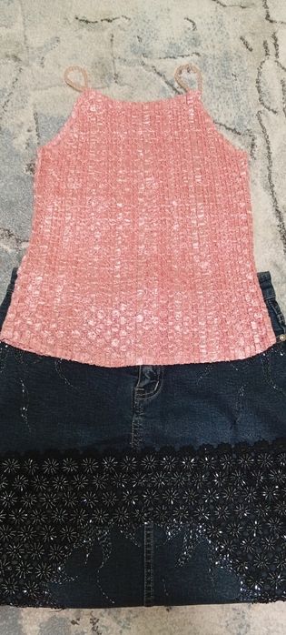 Качественные жинсы юбка с бисером