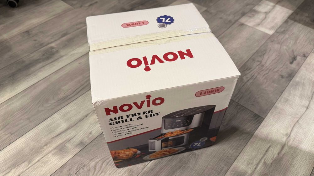 Air Fryer Grill & Fry Novio, 7L, 1400W, Negru/Inox