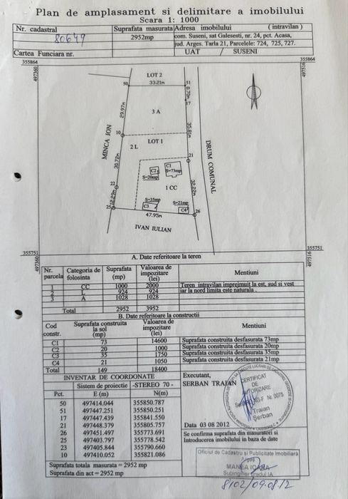CASĂ DE VÂNZARE CU 2.952 MP TEREN, Suseni, Arges