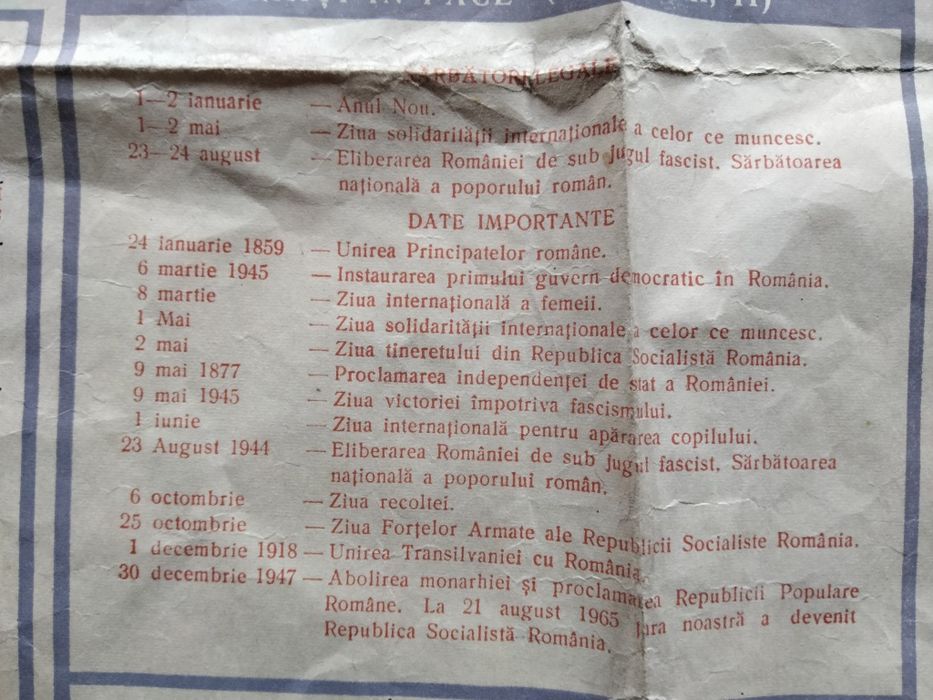 Calendar de perete 1974