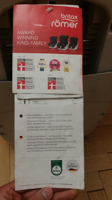 Детско столче за кола Britax Römer King II, 9-18 kg.