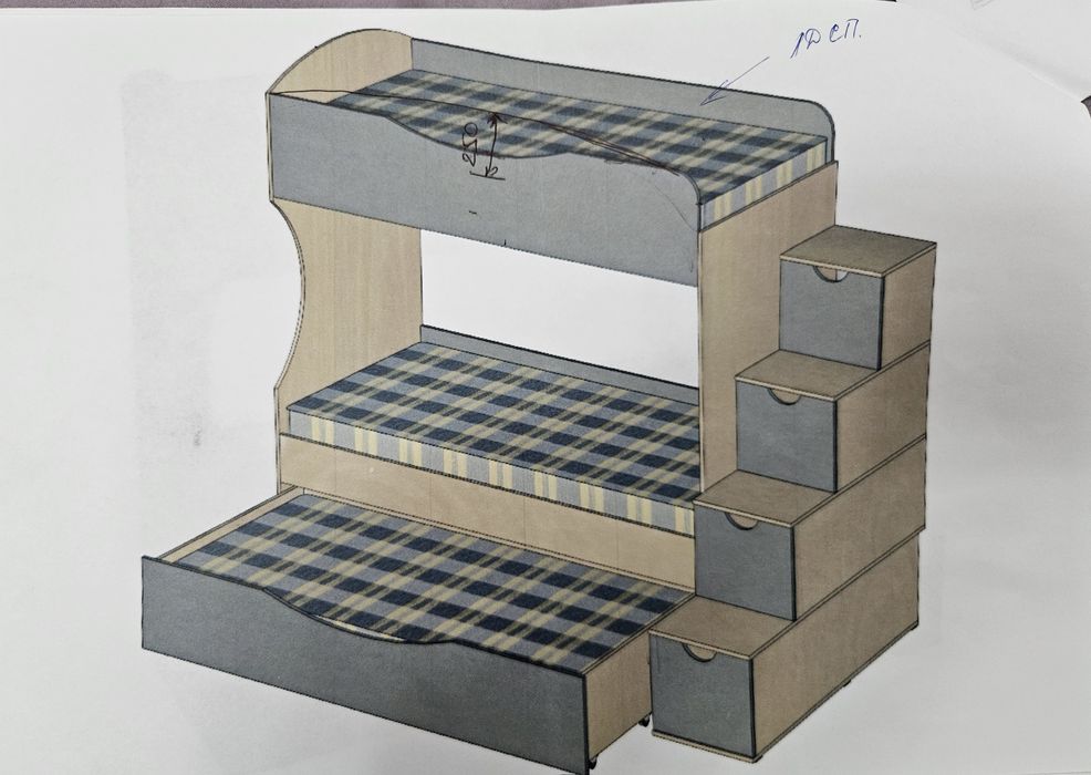 Детская мебель кровать, шкаф, стол