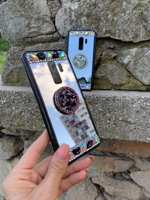 Husa oglinda cu inel + pietricele Samsung Galaxy S9