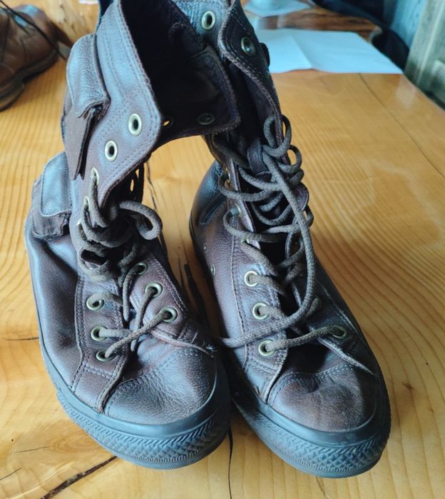 Винтидж бутикови кожени кецове военни кожени Converse Chuck Taylor All