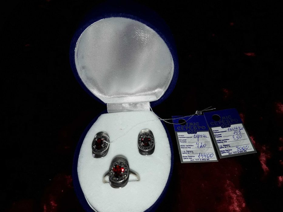 Набор серьги и кольцо серебро