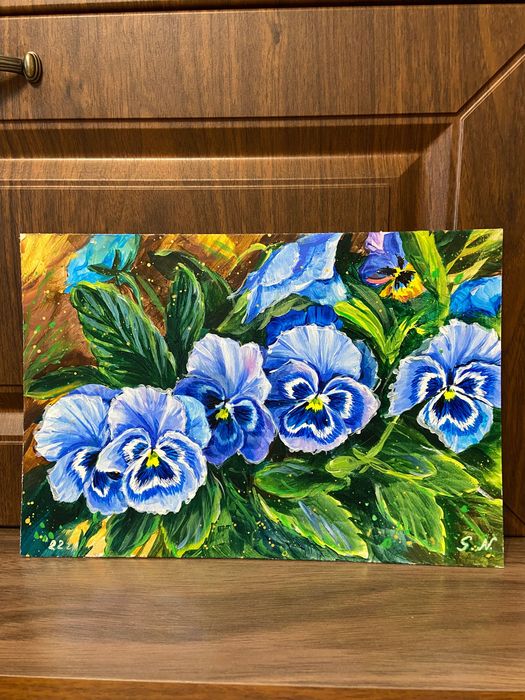 Картина акрилом цветы.