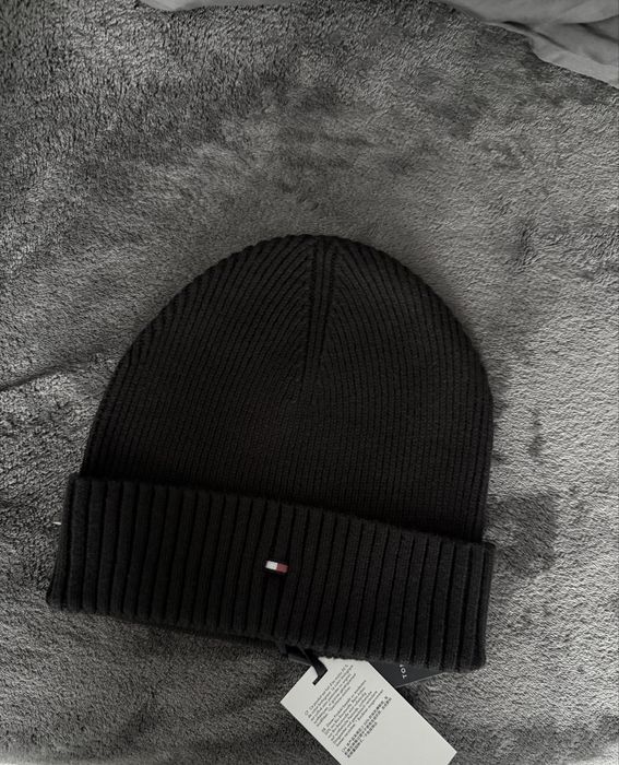 Tommy Hilfiger Flag Pima cotton caciula logo brodat culoare negru noua