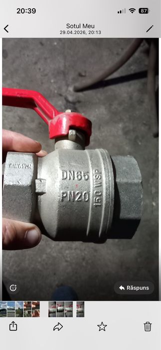 Vând robinet cu bilă 2½ țoli, din metal, stare nouă, nefolosit.