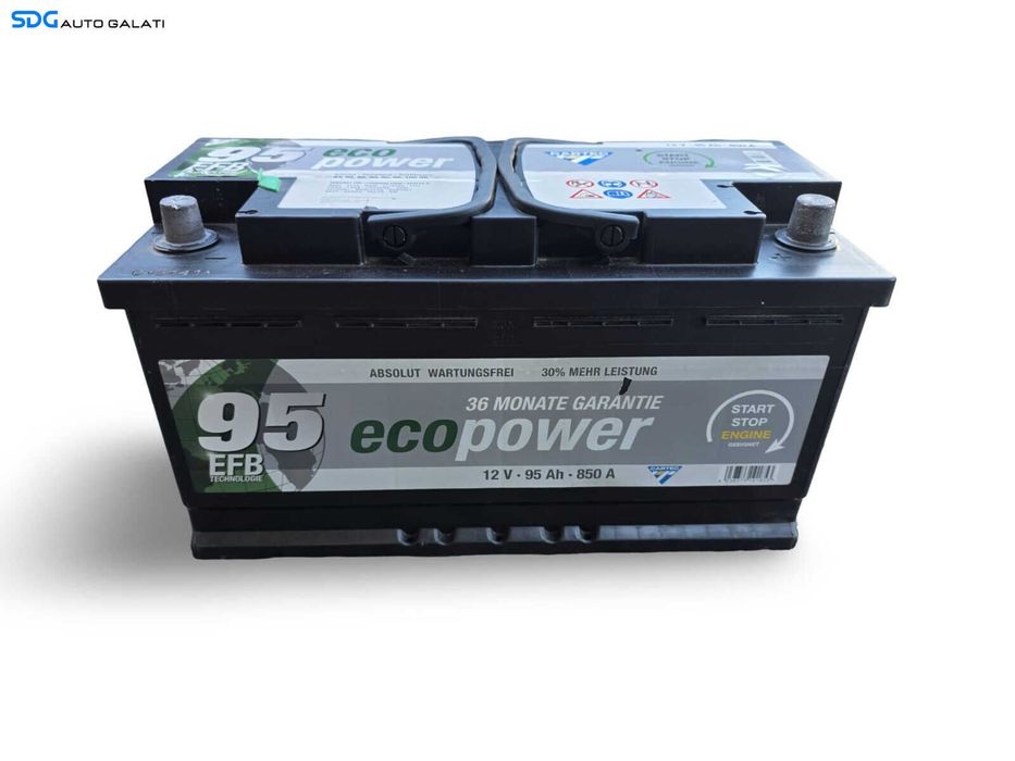 Baterie Acumulator Auto 95AH 850A EFB Start Stop CARTEC EcoPower Volkswagen Audi Seat Skoda Ford Opel Toyota BMW Mercedes Renault Peugeot Dacia [D1025]