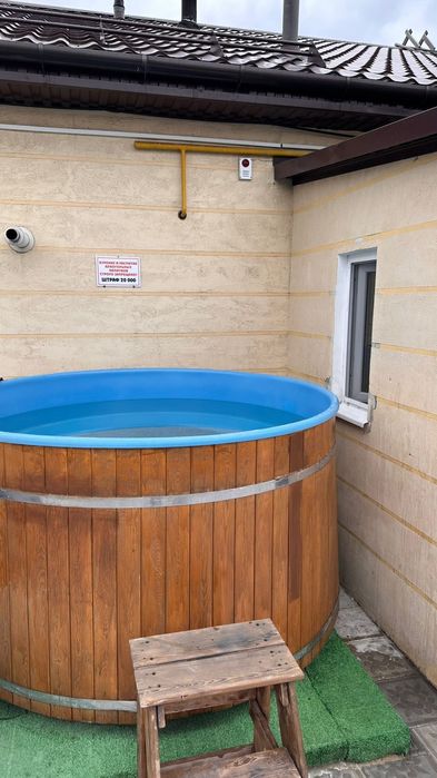 Малая баня на дровах с тёплой купелью!!