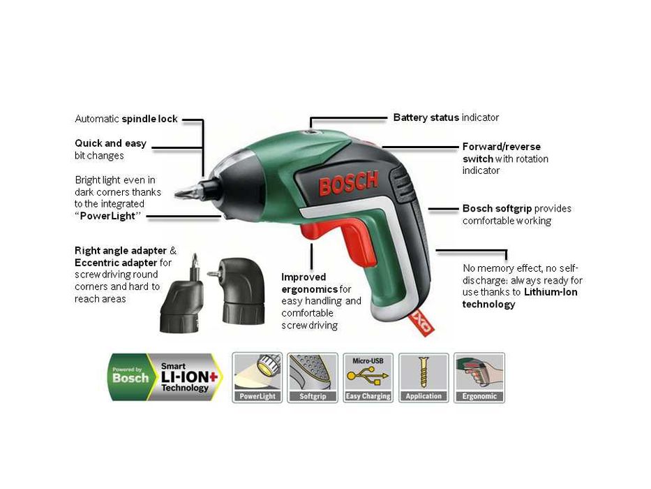 BOSCH IXO V акумулаторен винтоверт,с комплект битове и зарядно