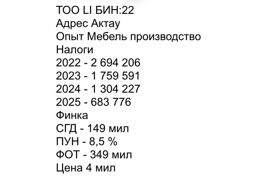 Продается ТОО. Финансовая устойчивость