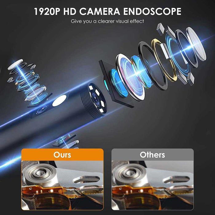 Камера ендоскоп BIGSTREN, 5 м, Full HD LCD дисплей 4.3", 1700 mAh