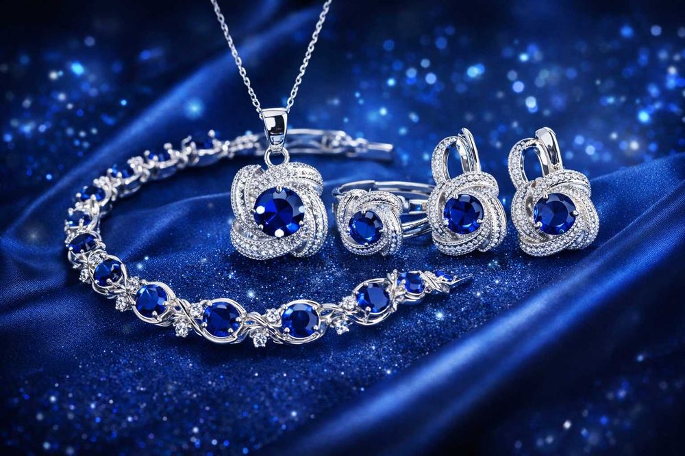 Set bijuterii placat cu argint - colier,cercei,inel si bratara.