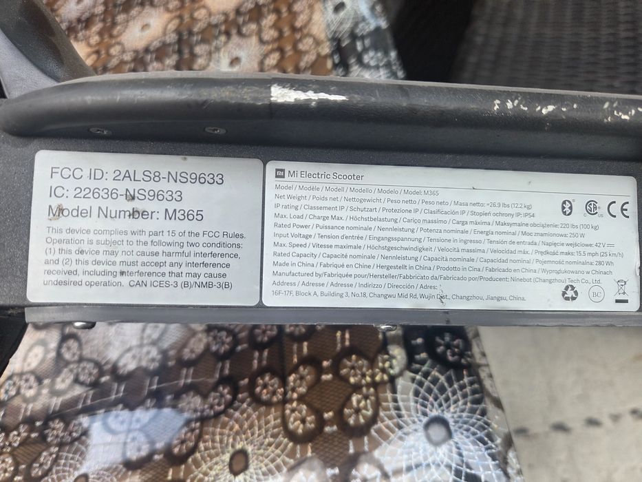 Trotinetă electrică Xiaomi Mijia M365, pentru PIESE !