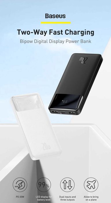 Baseus 20W Power Bank 20000mAh For iPhone 15 Bipow Digital Display