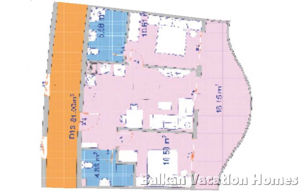 Тристаен апартамент в затворен комплекс в Бяла
