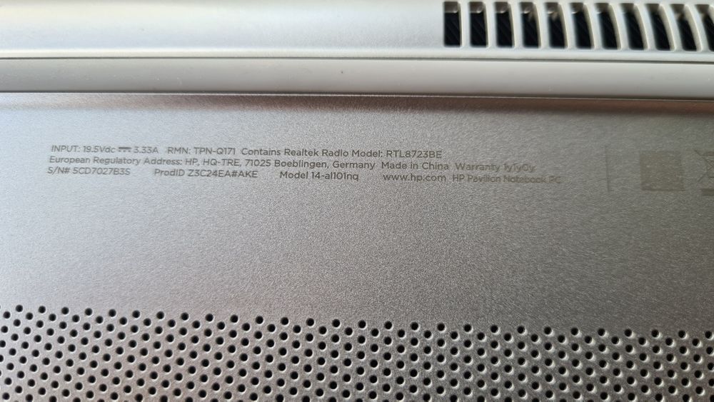 Laptop HP Pavilion 14-al101nq defect.