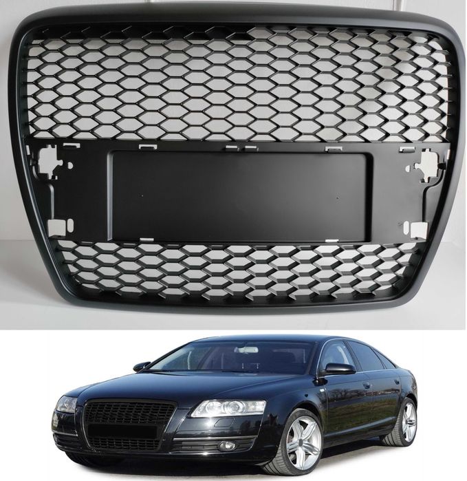 Решетка без емблема АУДИ А6 Ц6 от 04 - 08 МАТ Черна Тунинг Audi A6 C6