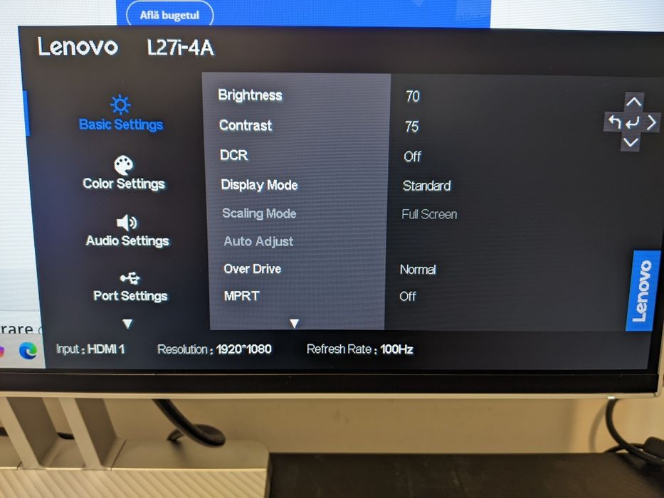 Monitor LED IPS LENOVO L27i-4A 27" Full HD 100Hz Boxe nou garantie