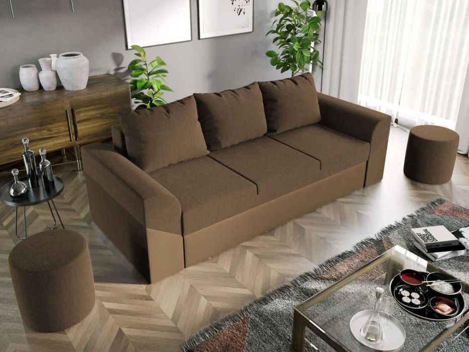 Canapea Extensibila Cali Stofa Maro / Piele Cappuccino