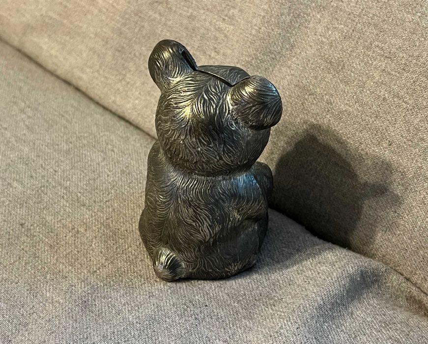Pusculita veche metalica ursulet Leonard Japan, colectie, 15 cm