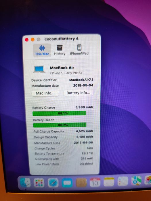 MacBook Air 11" A1465, 2015 1.6GHz 4Gb RAM 128Gb SSD